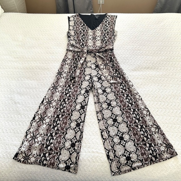 Nicole Miller NY Python Print Jersey Sleeveless Cropped Wide Leg Jumpsuit Size 2 - Picture 4 of 14